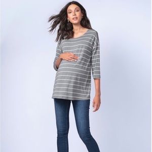 Striped maternity and nursing top